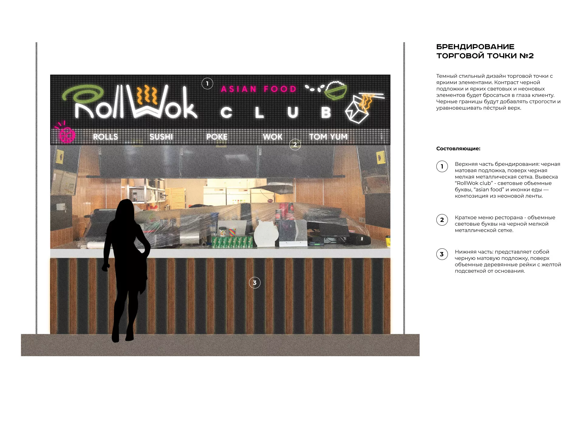 Брендирование торговых точек суши-бара «Roll Wok Club» в Давлеканово