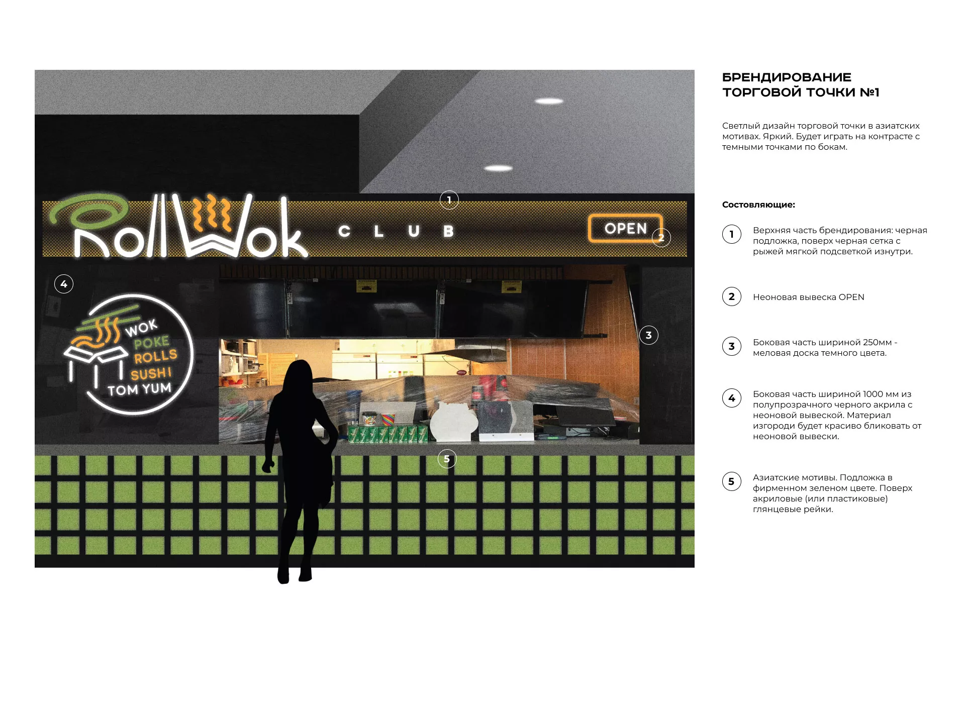 Брендирование торговых точек суши-бара «Roll Wok Club» в Давлеканово